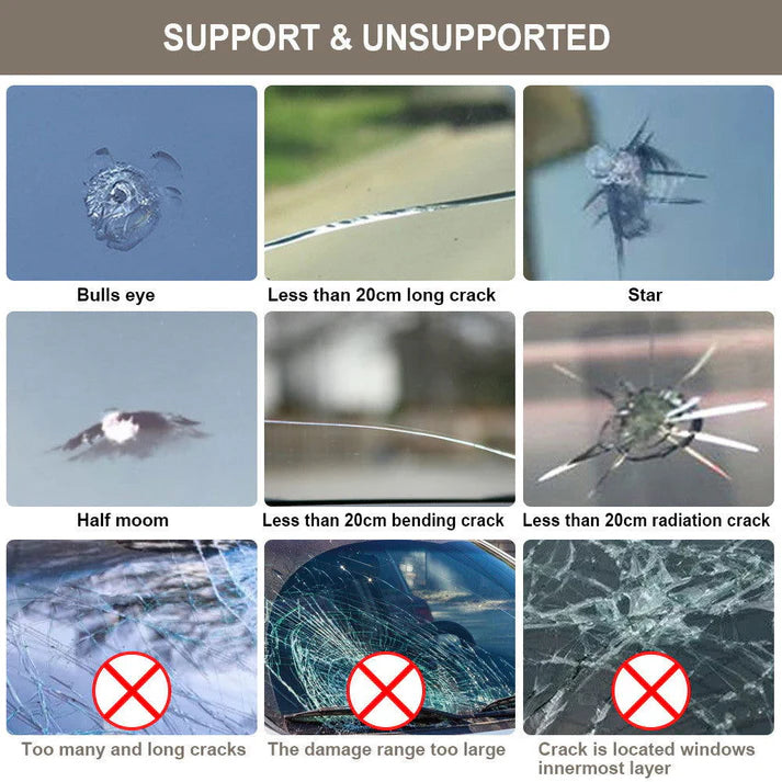 Car Window Cracks Gone Glass Repair Kit - (2 পিচ)