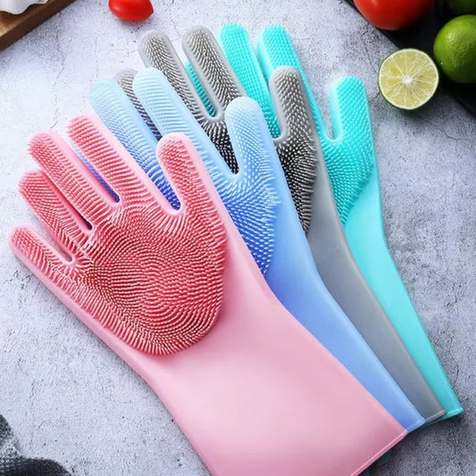 Silicone Dish Washing Kitchen Hand Gloves - (2 সেট)